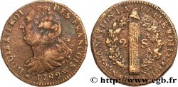 LOUIS XVI 2 sols dit &nbsp;au faisceau&nbsp;, type FRANÇOIS 1792 Lille