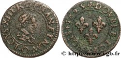 LOUIS XIII LE JUSTE Double tournois, type 4 1625 Riom