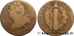 LOUIS XVI (MONARQUE CONSTITUTIONNEL)  2 sols dit  au faisceau , type FRANÇOIS 1792 Besançon