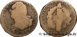 LOUIS XVI (MONARQUE CONSTITUTIONNEL)  2 sols dit  au faisceau , type FRANCOIS 1792 Arras