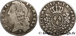 LOUIS XV DIT LE BIEN AIMÉ Cinquième d’écu aux branches d’olivier, tête ceinte d’un bandeau 1749 Pau B+/TB+