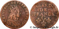 LOUIS XIV LE GRAND OU LE ROI SOLEIL Liard de cuivre, 2e type 1657 Lusignan
