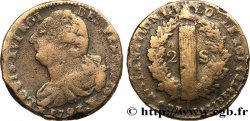 LOUIS XVI 2 sols dit &nbsp;au faisceau&nbsp;, type FRANÇOIS 1793 Lille