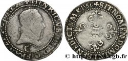 HENRY III Quart de franc au col plat 1586 Saint-Lô