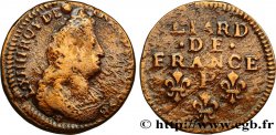 LOUIS XIV  THE SUN KING  Liard, 3e type, buste âgé 1698 Dijon
