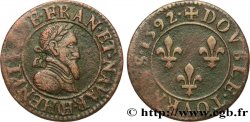 HENRY IV Double tournois, 2e type de Châlons-sur-Marne 1592 Châlons-en-Champagne XF