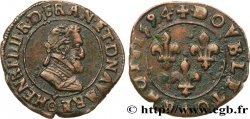 HENRY IV Double tournois, 2e type de Clermont (légende française) 1594 Clermont-Ferrand AU