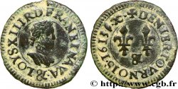 LOUIS XIII  Denier tournois, grand buste enfantin, drapé à large fraise 1613 Aix-en-Provence XF/AU