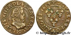 LOUIS XIII  Double tournois, grand buste enfantin, drapé à large fraise 1614 Bordeaux AU