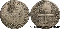 HENRI III Douzain aux deux H, 1er type, contremarqué en quinzain sous Louis XIII 1588 Poitiers