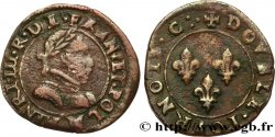 THE LEAGUE. COINAGE IN THE NAME OF HENRY III Double tournois, type de Toulouse n.d. Toulouse