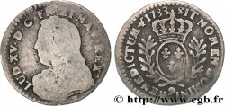 LOUIS XV THE BELOVED Vingtième d’écu aux branches d’olivier, buste habillé 1733 Rennes F/VF