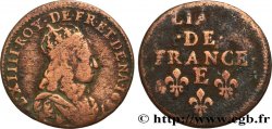 LOUIS XIV LE GRAND OU LE ROI SOLEIL Liard de cuivre, 2e type 1657 Meung-sur-Loire