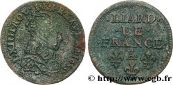 LOUIS XIV  THE SUN KING  Liard de cuivre, 2e type 1655 Corbeil