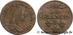 LOUIS XIV  THE SUN KING  Liard de cuivre, 2e type 1655 Pont-de-l’Arche