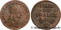 LOUIS XIV  THE SUN KING  Liard de cuivre, 2e type 1655 Pont-de-l’Arche