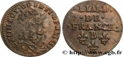 LOUIS XIV  THE SUN KING  Liard de cuivre, 2e type 1656 Pont-de-l’Arche