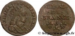 LOUIS XIV  THE SUN KING  Liard de cuivre, 2e type 1656 Pont-de-l’Arche