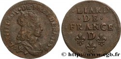 LOUIS XIV  THE SUN KING  Liard de cuivre, 2e type 1656 Vimy-en-Lyonnais (actuellement Neuville-sur-Saône)