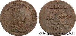 LOUIS XIV  THE SUN KING  Liard de cuivre 1655 Bordeaux
