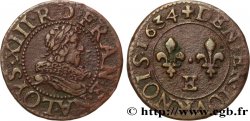 LOUIS XIII  Denier tournois 1634 Tours AU