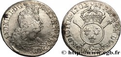 LOUIS XIV  THE SUN KING  Écu aux insignes 1702 Poitiers VF/VF