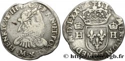 HENRI III Teston, 3e type, col fraisé 1576 Toulouse TB/TB+