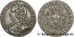 LOUIS XV THE BELOVED Cinquième d écu aux branches d olivier, buste habillé 1729 Lyon AU