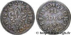 LOUIS XIV  THE SUN KING  II sols 1683 Strasbourg AU/XF