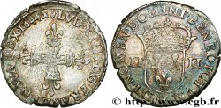 LOUIS XIV  THE SUN KING  Quart d écu, titulature côté croix 1644 Marseille XF