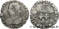 HENRY III. COINAGE AT THE NAME OF CHARLES IX Demi-teston, 2e type 1575 Rennes