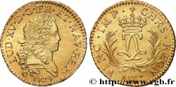 LOUIS XV  THE WELL-BELOVED  Louis d or aux deux L entrelacées et aux palmes longues 1724 Bordeaux MS
