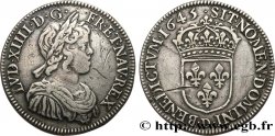LOUIS XIV  THE SUN KING  Demi-écu, portrait à la mèche courte 1645 Lyon XF