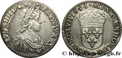 LOUIS XIV  THE SUN KING  Demi-écu, portrait à la mèche courte 1651 Lyon XF