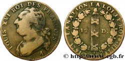 LOUIS XVI (MONARQUE CONSTITUTIONNEL)  12 deniers dit  au faisceau , type FRANCOIS 1791 Paris, Monnaie du Louvre