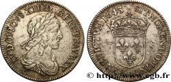 LOUIS XIII  Quart d écu d argent, 3e type, 2e poinçon de Warin 1643 Lyon
