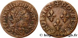 LOUIS XIII  Double tournois, type 12 1638 Tours fVZ