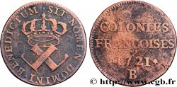 AMERICA - Establecimientos Franceses (Luisiana, Acadia, Canada) 9 Deniers 1721 Rouen