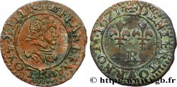 LOUIS XIII LE JUSTE Denier tournois au col plat, type 2 de Villeneuve 1621 Saint-André de Villeneuve-lès-Avignon TTB+
