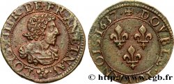 LOUIS XIII LE JUSTE Double tournois 1637 