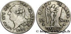LOUIS XVI (MONARQUE CONSTITUTIONNEL)  15 sols dit &nbsp;au génie&nbsp;, type FRANÇOIS 1791 Paris