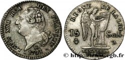 LOUIS XVI (MONARQUE CONSTITUTIONNEL)  15 sols dit  au génie , type FRANÇOIS 1791 Paris