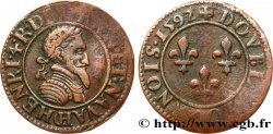 HENRI IV LE GRAND Double tournois, 2e type de Châlons-sur-Marne 1592 Châlons-en-Champagne