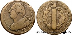 LOUIS XVI (MONARQUE CONSTITUTIONNEL)  2 sols dit &nbsp;au faisceau&nbsp;, type FRANÇAIS 1793 Strasbourg