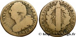 LOUIS XVI (MONARQUE CONSTITUTIONNEL)  2 sols dit &nbsp;au faisceau&nbsp;, type FRANÇOIS 1791 Paris