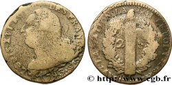 LOUIS XVI 2 sols dit  au faisceau , type FRANÇOIS 1793 Lille