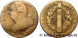 LOUIS XVI (MONARQUE CONSTITUTIONNEL)  2 sols dit &nbsp;au faisceau&nbsp;, type FRANÇOIS 1792 Paris