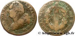 LOUIS XVI (MONARQUE CONSTITUTIONNEL)  2 sols dit &nbsp;au faisceau&nbsp;, type FRANÇAIS 1792 Strasbourg