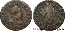 LOUIS XIII  Double tournois, type 2 1615 Amiens