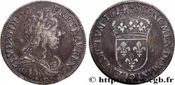 LOUIS XIV &nbsp;THE SUN KING&nbsp; Demi-écu, portrait à la mèche longue 1654 Rennes